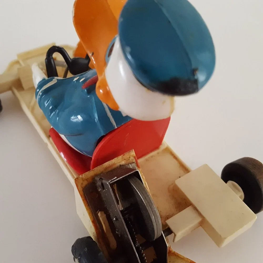 Vintage Disney Marx Plastic Friction Donald Duck Racing Kart”AS IS *FOR PARTS*